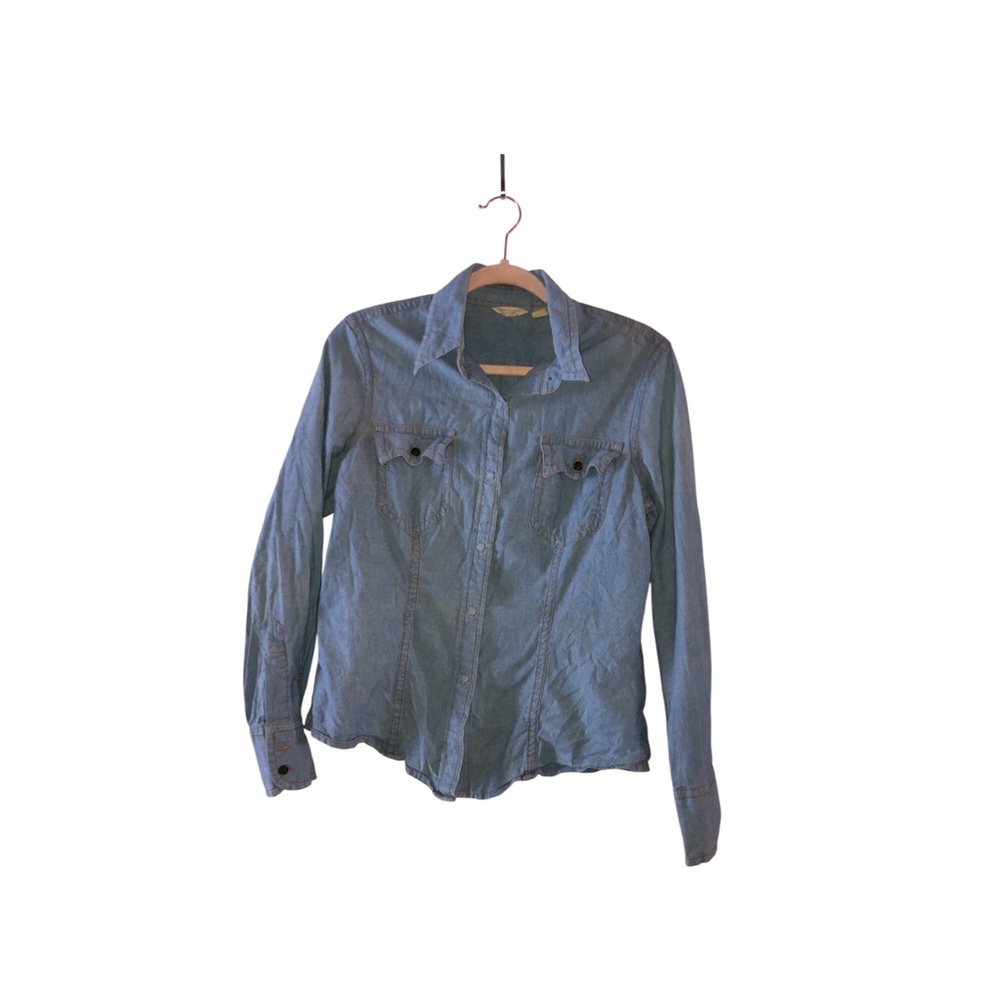 American Eagle Outfitters Denim Blue Button-Down Shirt